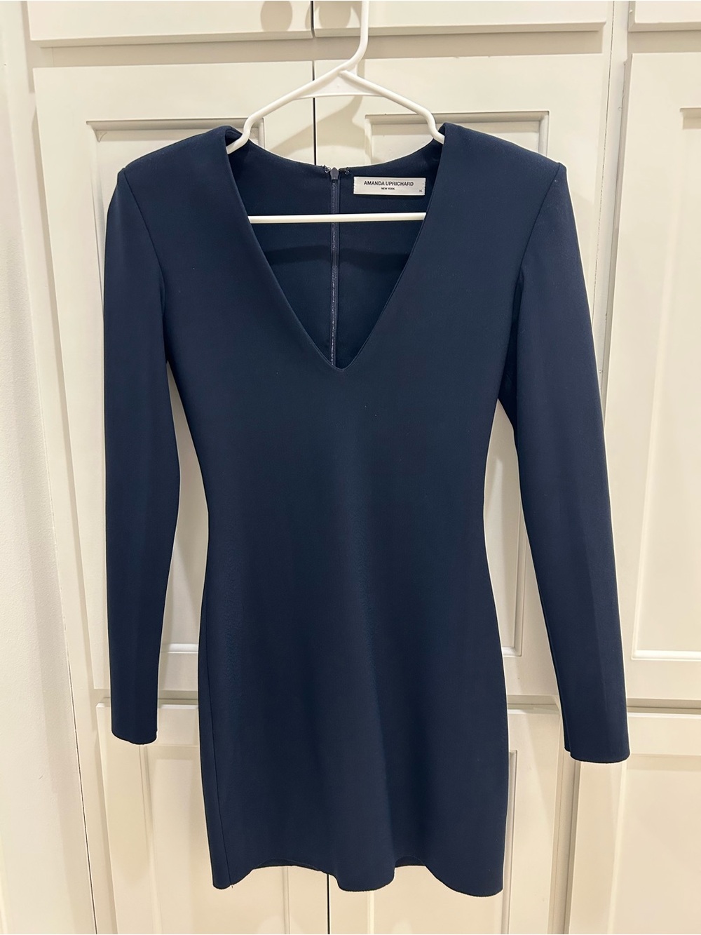 Amanda Uprichard Deep Navy Long-Sleeve V-Neck Mini Dress